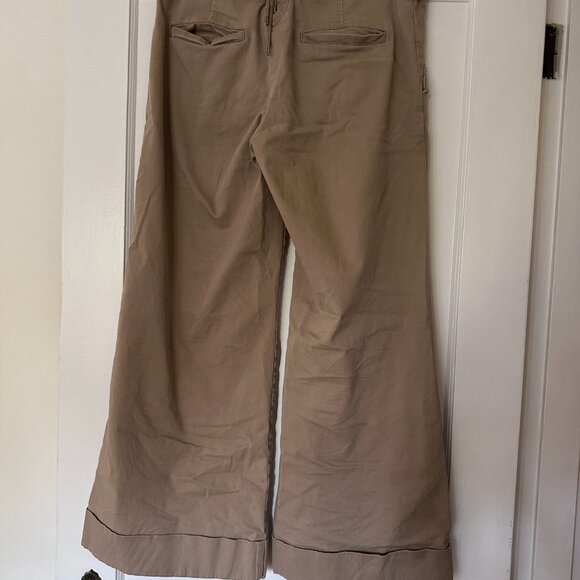 Tan Wide Legged Hemmed Pants - Picture 3 of 9
